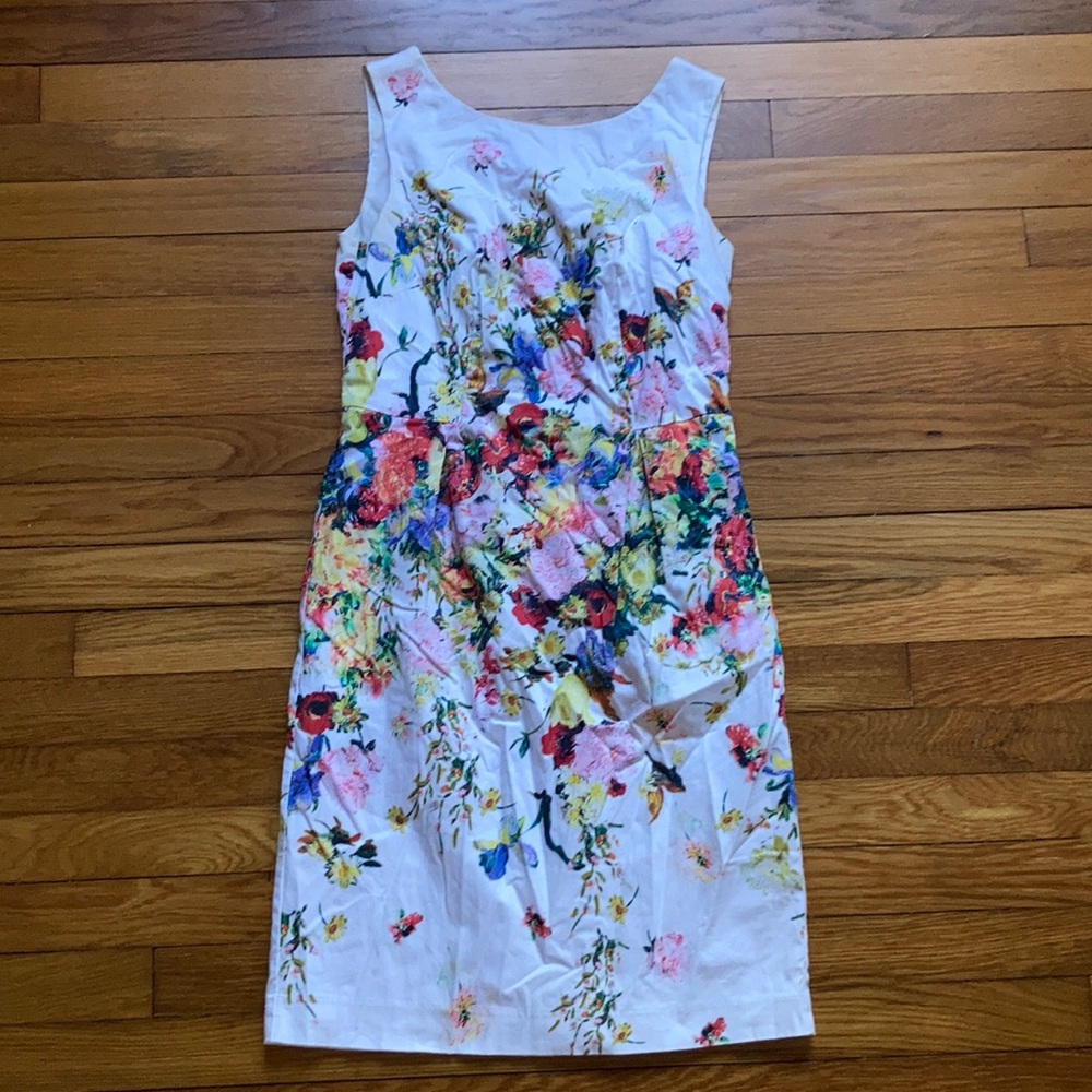 Talbots white floral sheath dress